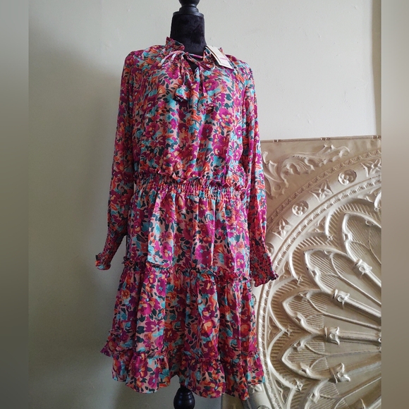 NWt Floral 🌷Multicolor Women's Dress + Petal-ties 👗~ Size: xl - Picture 1 of 7